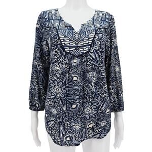 Lucky Brand Women's Boho Peasant Top Blue S